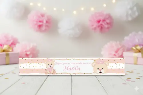 Adesivo Personalizado Lápis Maternidade Ursinha Princesa