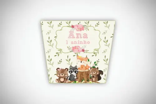 Adesivo Personalizado Balde Pipoca Bosque Encantado