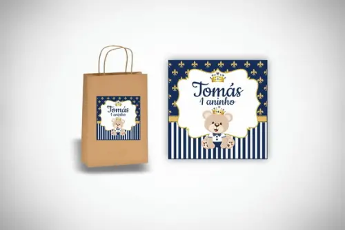 Adesivo Personalizado Sacolinha Ursinho Príncipe