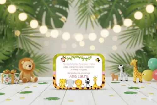 Adesivo Personalizado Marmitinha Safari Rosa
