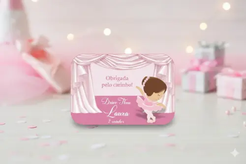 Adesivo Personalizado Marmita Bailarina Aniversário Infantil