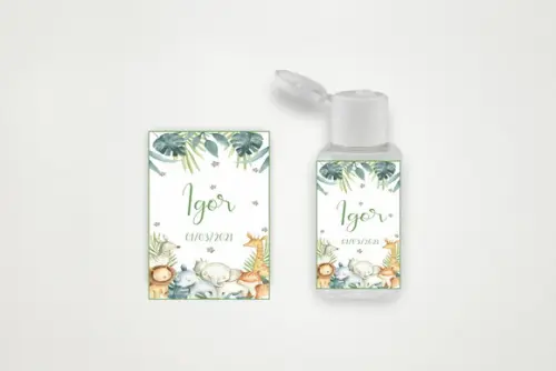 Rótulo Personalizado Frasco Álcool Gel Safari Aquarela