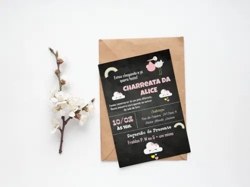 Convite Digital Personalizado Chuva de Amor Chalkboard