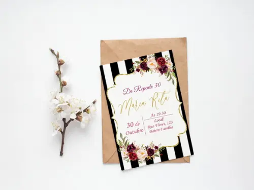 Convite Digital Personalizado 30 Anos Floral