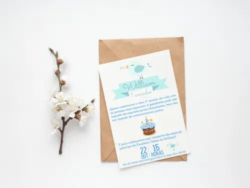 Convite Digital Personalizado Passarinho Azul