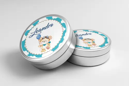 Adesivo Personalizado Latinha Ursinho