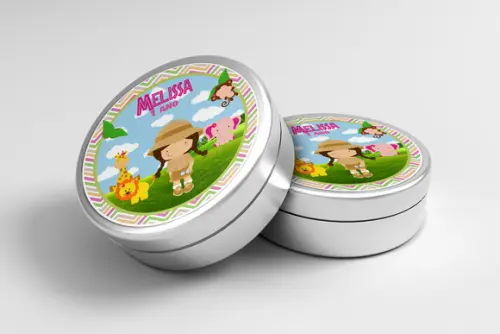 Adesivo Personalizado Latinha Safari Rosa