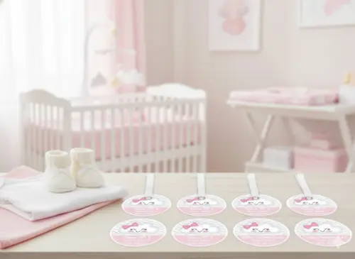 Kit Tag Troca Maternidade Personalizado Nuvem Rosa (6 Un)