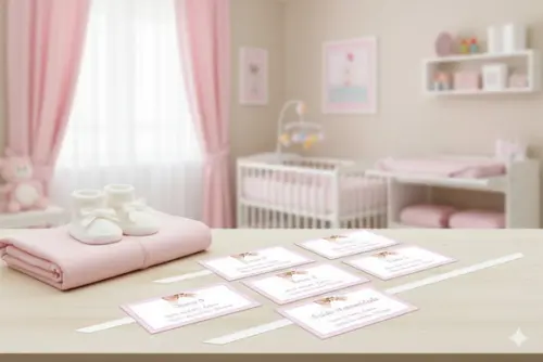 Kit Tag Troca Maternidade Personalizado Rosa (6 Un)