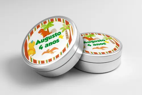Adesivo Latinha Personalizado Dinossauro Baby