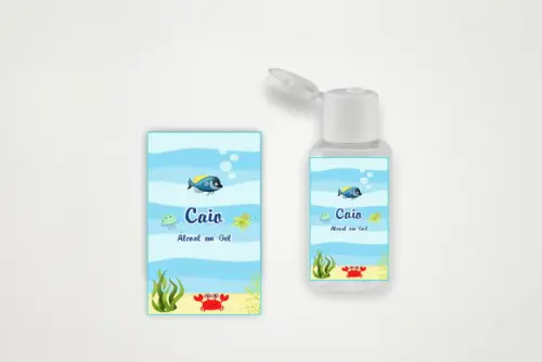 Rótulo Personalizado Frasco Álcool Gel Fundo do Mar