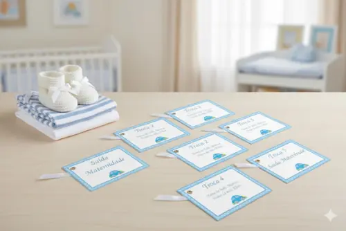 Kit Tag Troca Maternidade Personalizado Azul (6 Unidades)