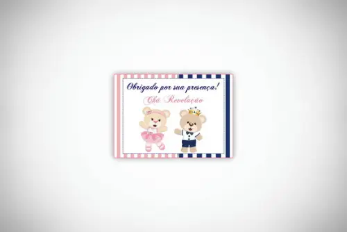 Tag Personalizada Chá Revelação Ursinhos Azul e Rosa