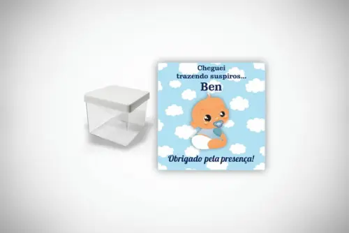 Adesivo Personalizado Caixa Acrílica Maternidade Menino