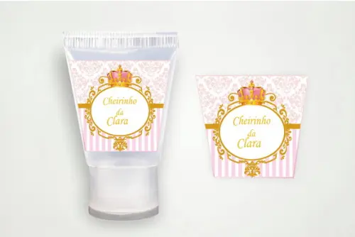 Rótulo Personalizado Bisnaga Álcool Gel Realeza Rosa