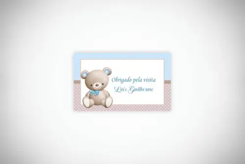 Tag Personalizada Ursinho Bege e Azul