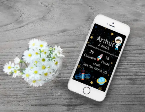 Convite Digital Personalizado Astronauta