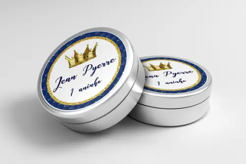 Rótulo Personalizado Latinha Realeza Azul