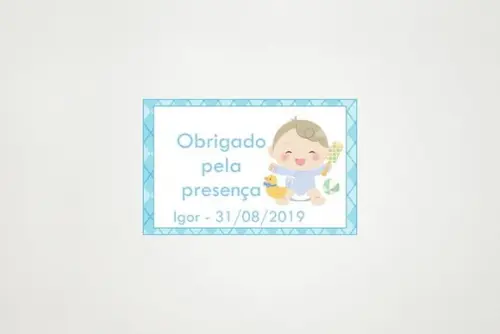 Tag Agradecimento Personalizada Chá de Bebê Azul