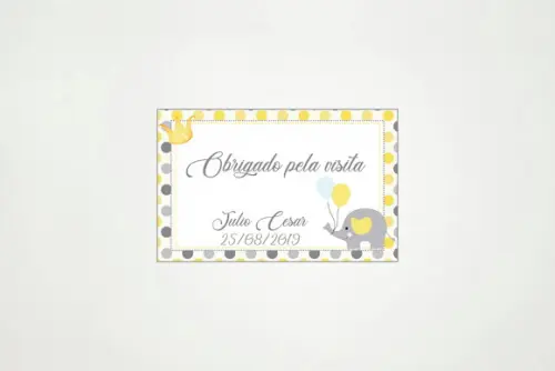 Tag Personalizada Agradecimento Elefantinho