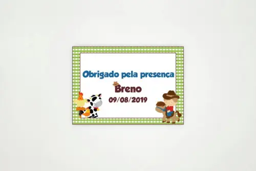 Tag Agradecimento Fazendinha Personalizada