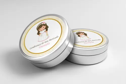 Adesivo Personalizado Latinha Batizado Menina