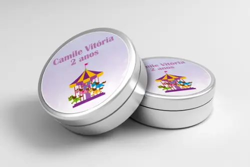 Adesivo Personalizado Latinha Carrossel Menina