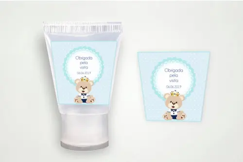 Rótulo Personalizado Bisnaga Álcool Gel Ursinho