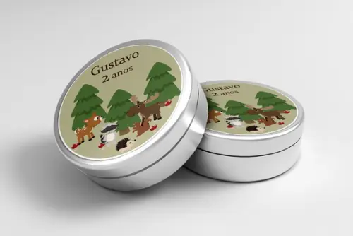 Adesivo Personalizado Latinha Animais da Floresta