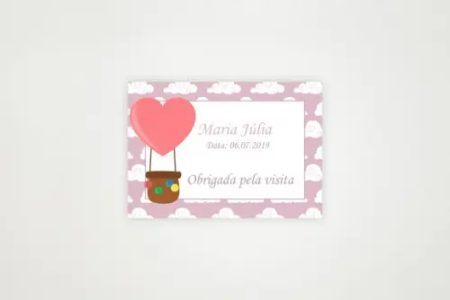 Tag Personalizada Agradecimento Balão Menina