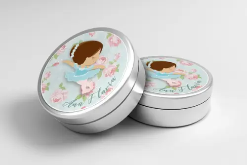 Adesivo Personalizado Latinha Bailarina Azul Floral