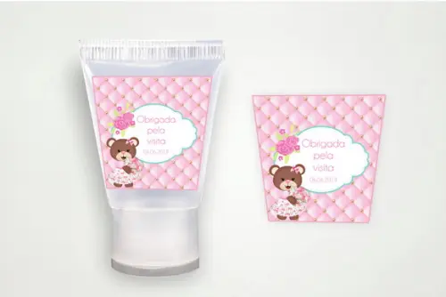 Rótulo Personalizado Bisnaga Álcool Gel Ursinha