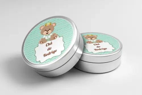 Adesivo Personalizado Latinha Urso Príncipe Verde