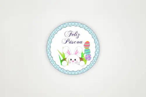Tag Redonda Personalizada Feliz Páscoa