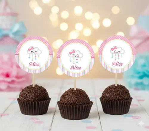 Topper para Docinho Personalizado Chuva de Amor