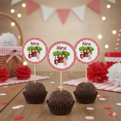 Topper para Docinho Personalizado Chapeuzinho Vermelho