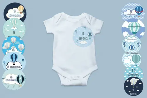 Kit Adesivo Mesversário Personalizado Balão Azul
