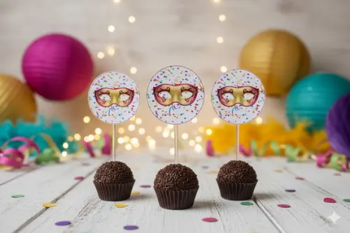 Topper para Docinho Personalizado Carnaval