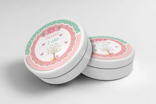 Adesivo Personalizado Latinha Jardim das Borboletas