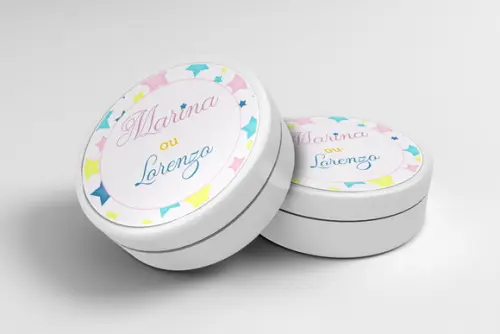 Adesivo Personalizado Latinha Chá Revelação Estrelas