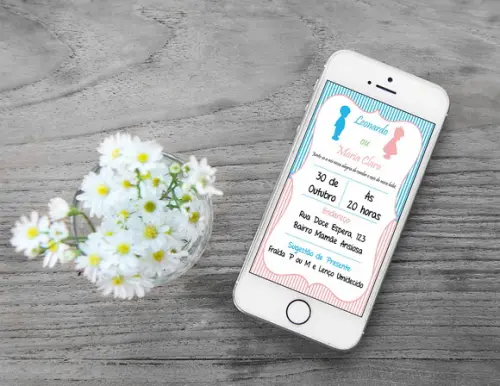 Convite Digital Personalizado Chá de Revelação