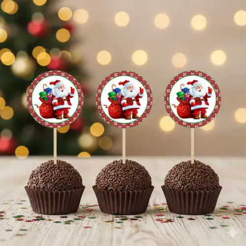 Topper para Docinho Personalizado Papai Noel