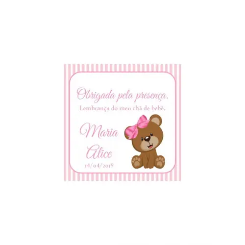 Tag Personalizada Quadrada Ursinha