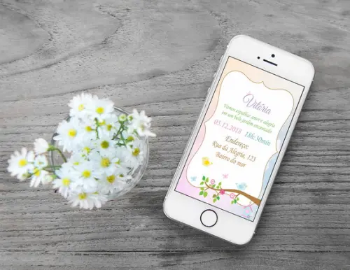 Convite Digital Personalizado Jardim dos Passarinhos