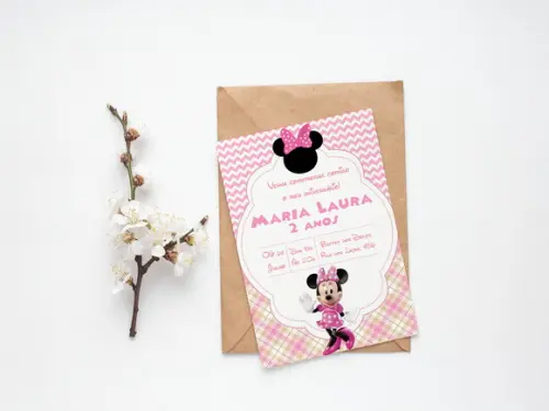 Convite Digital Personalizado Minnie Rosa