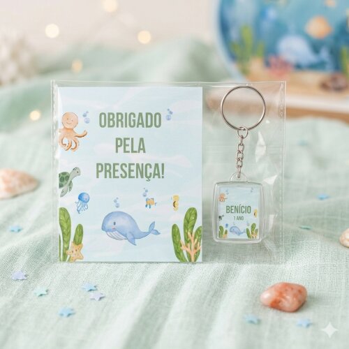 Chaveiro Personalizado Fundo do Mar Aquarela Lembrancinha