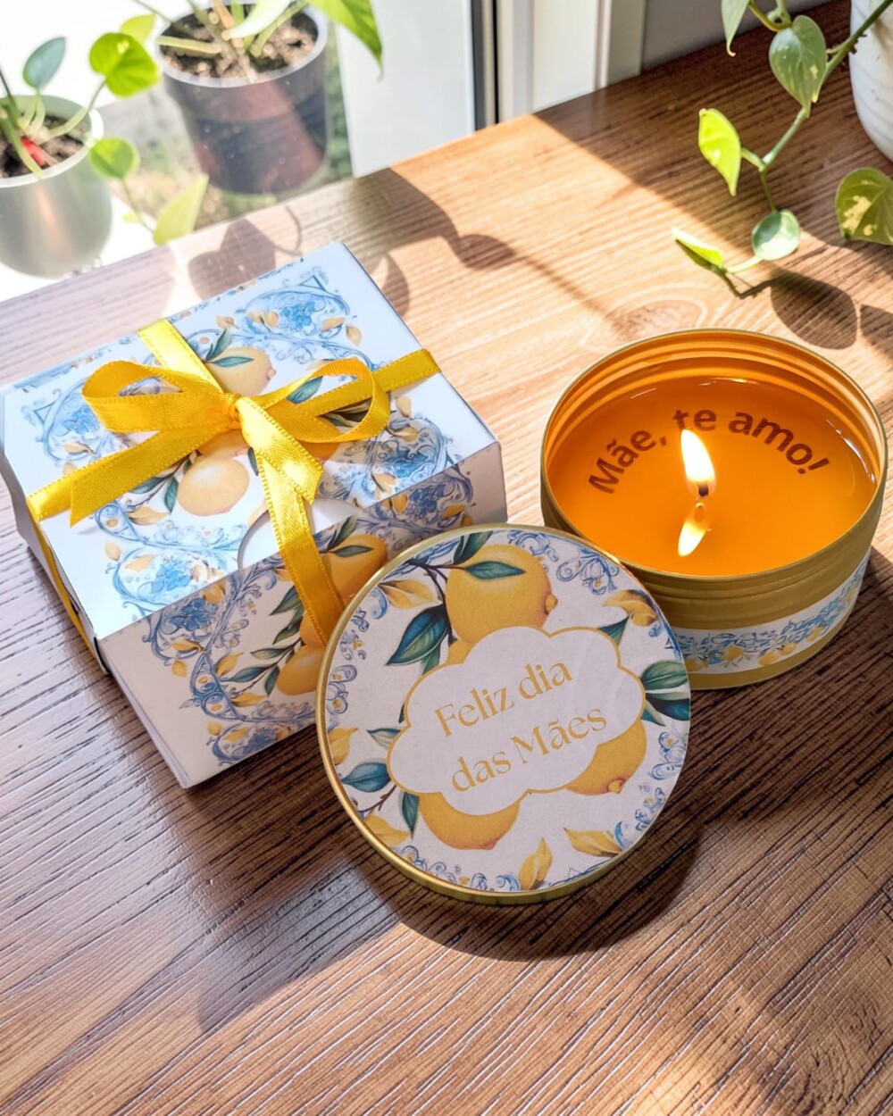 Vela Aromática Limão Siciliano Dias das Mães com Mesnsagem
