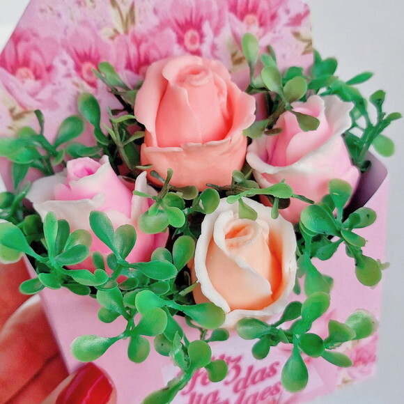 Caixa Envelope Flores de Sabonete Dia das Mães