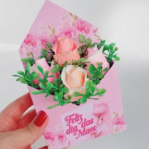 Caixa Envelope Flores de Sabonete Dia das Mães