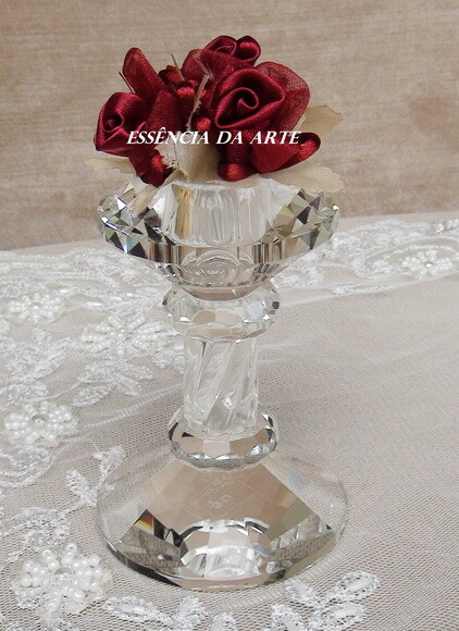 2 Buques Flor Cetim e Organza Vinho
